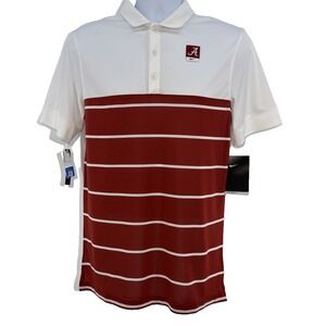 Nike Alabama Crimson Tide Golf Polo Men's S White Red Stripe NCAA NWT